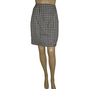 Kisses Junior 11/12 White & Black Plaid Flannel Skirt l knee schoolgirl straight